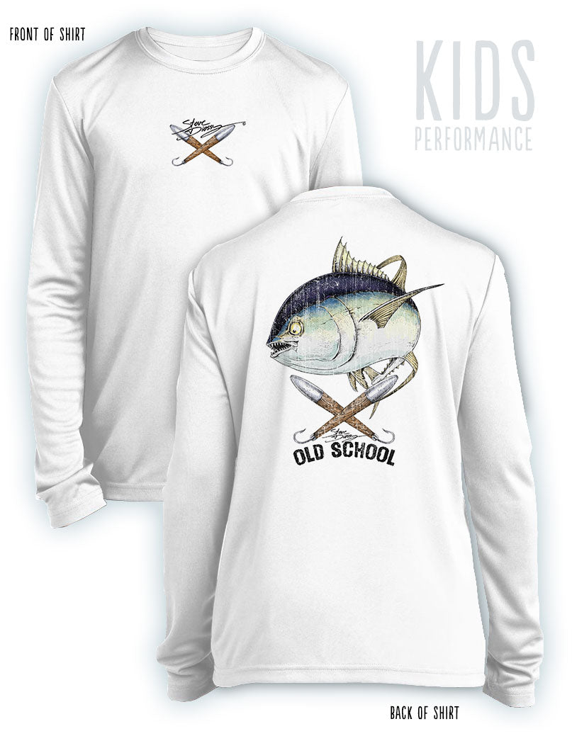 Old School Tuna- KIDS Long Sleeve Performance - 100% Polyester